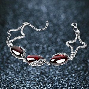 Bracelet Red Garnet Sterling Silver